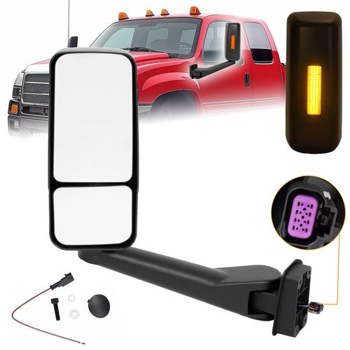 DURAFORCE Power Mirror with Light for Chevy Kodiak GMC Topkick C4500 C5500 03-09 Driver Side