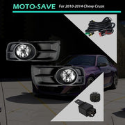 DURAFORCE Halogen Fog Lights w/Wiring+Switch+Bezles For 2010-2014 Chevy Cruze LH+RH Side
