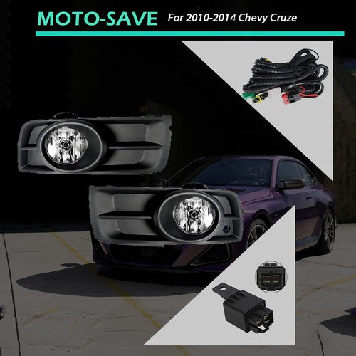 DURAFORCE Halogen Fog Lights w/Wiring+Switch+Bezles For 2010-2014 Chevy Cruze LH+RH Side
