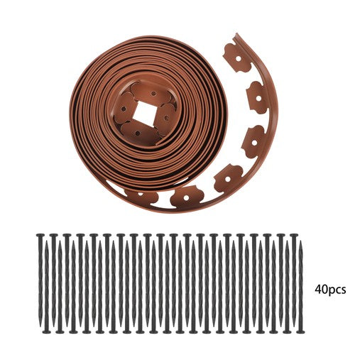 DURAFORCE 2” No Dig Lawn Border L-shaped Lawn Garden Edging Kit W/ 40 Spikes Plastic 40FT