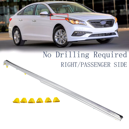 DURAFORCE Front Fender Chrome Garnish Molding Trim Right for 2015-2017 for Hyundai Sonata