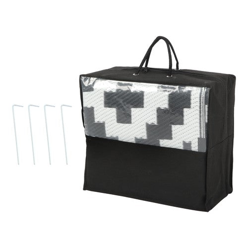 DURAFORCE 6x9 ft Waterproof Outdoor Rug Outdoor Plastic Straw Rug Carpet Black & White