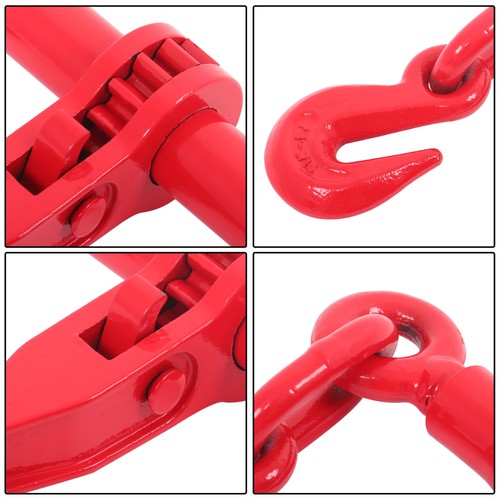 DURAFORCE Red 1/4in-5/16in G70 7800lbs W/G70 Grab Hook Adjustable Chain Binders ×2 Steel