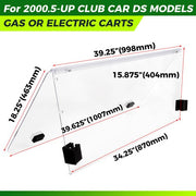 DURAFORCE Fold Down Clear Golf Cart Windshield Windscreen For 2000.5-Up Club Car DS