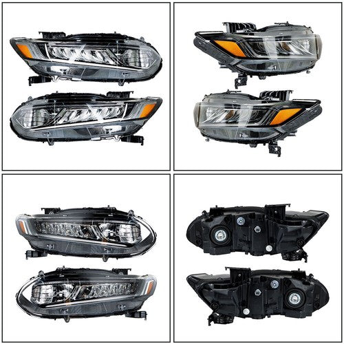 DURAFORCE Headlamps For Honda Accord 2018-2020 Halogen Headlights Clear W/LED DRL LH&RH