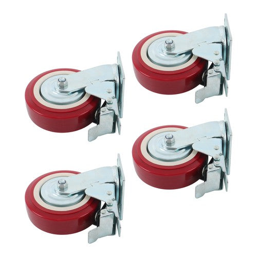 DURAFORCE 4 Pack 6' x 2' Heavy Duty Caster Wheel Swivel Plate PU With Brake Wheels
