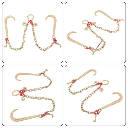 DURAFORCE 5/16in*2ft G80 Chain Double Limb Hook Chain Fracture Strength 9260lbs T J Hook