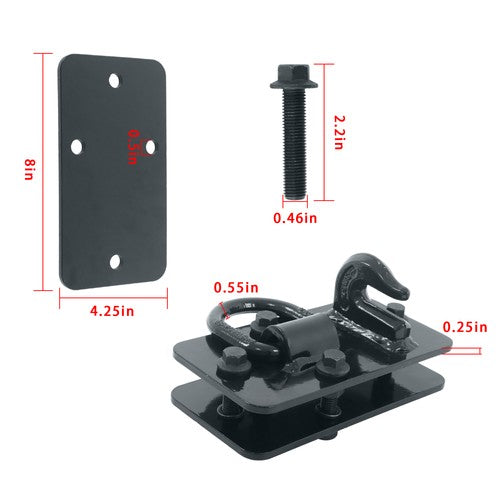 DURAFORCE 2 Pack Tractor Bucket Hooks with Tie down Ring, Grade 70 Forged Steel Black