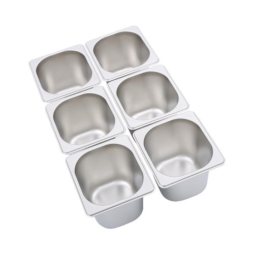 DURAFORCE 6 Pcs 6Inch Deep Thickened 1/6 Size Steam Table Pans Without Lid Stainless Steel