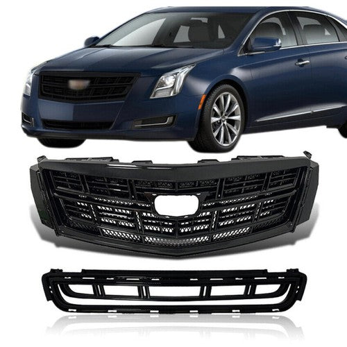 DURAFORCE Front Bumper Upper Lower Grille Grill 2PCS for 2013-2017 Cadillac XTS Black