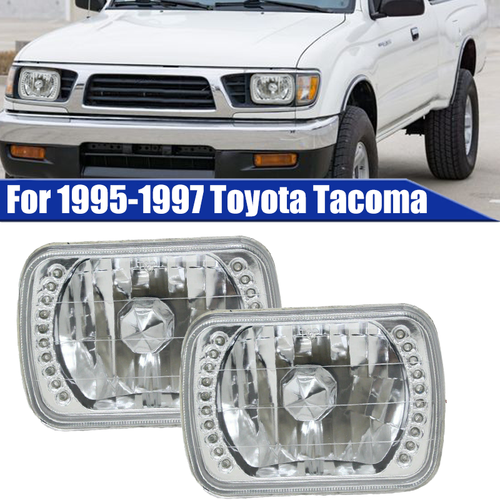 DURAFORCE 7x6 Clear Glass Lens White LED Headlight for Toyota Tacoma for 4Runner Pickup