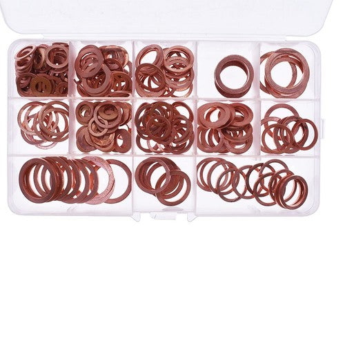 DURAFORCE Solid Copper Crush Washers Seal Sealing Flat O-Ring Gaskets Assorted 280Pcs/Kit