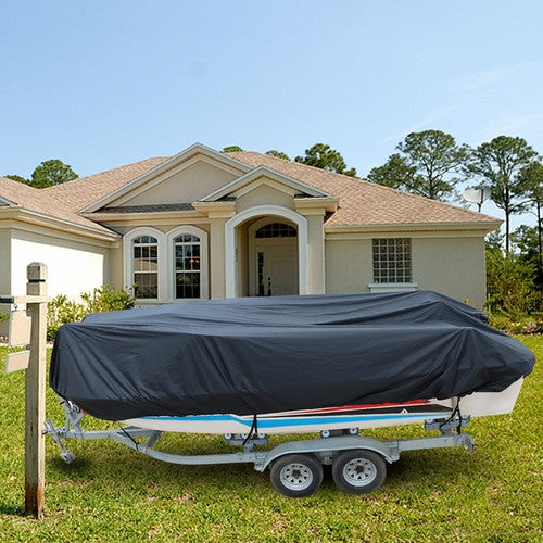 DURAFORCE Boat Cover Fishing V-Hull Runabout Trailerable Black Waterproof 11-13ft New