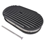 DURAFORCE 15" Oval Full Finned Black Aluminum Air Cleaner Filter For SBC BBC Chevy 350 305