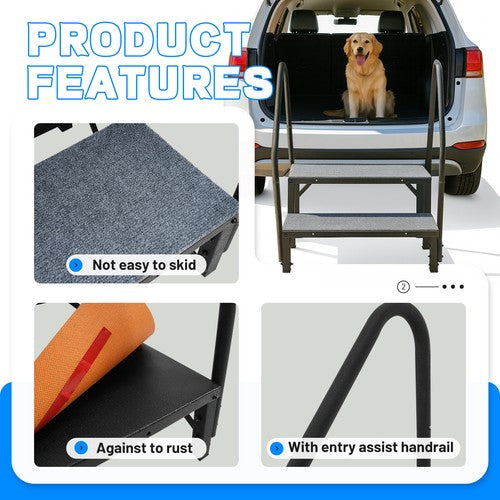 2 Step RV Steps With 2 Handrails And Step Mat 660 Lbs Load Capacity For Trailers