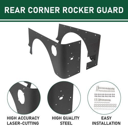 DURAFORCE Rear Corner Rocker Guard Body Armor Powder Coated For 1997-2006 Jeep Wrangler TJ