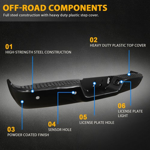 Rear Bumper Assembly for Ram 2500 3500 2013-2018 with Sensor Holes