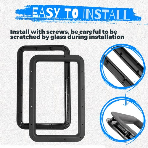 15.7 x 24.8 Black RV Entrance Door Window Frame for Camper Trailer