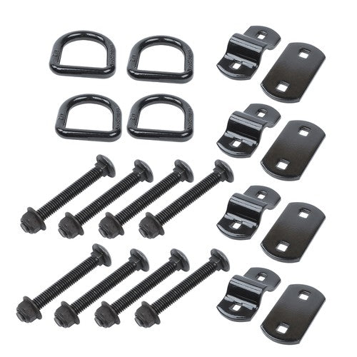DURAFORCE 1/2" Heavy Duty Bolt-On Forged D Ring,12000Lbs Break Strength (Pack of 4) Black