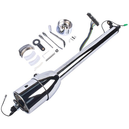 DURAFORCE 30" Chrome Stainless Automatic Steering Column w/9 Hole Wheel Adapter non-keyed