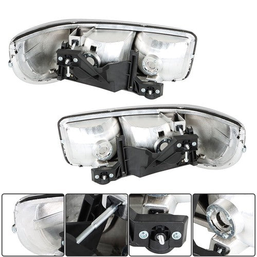 DURAFORCE For GMC Sierra 1500 99-07 & Yukon 00-06 L+R Headlight Replacement Halogen Black