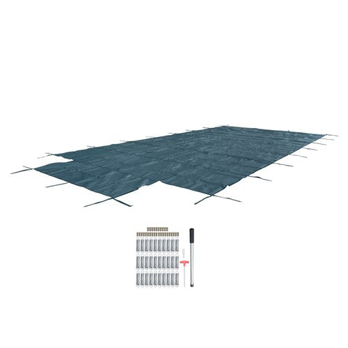 DURAFORCE Inground Pool Cover Safety Fits Rectangle Swimming Pool Mesh Solid Pool