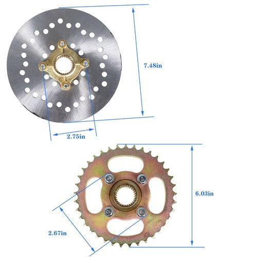 DURAFORCE For Go Kart Rear Live Axle Kit, Brake Assembly,Sprocket & Hub,Hub Drift Trike