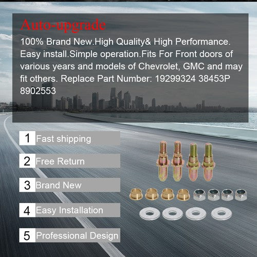 DURAFORCE Car Door Hinge Pins Bushing Kit Fit for Chevy Silverado GMC Sierra Truck SUV