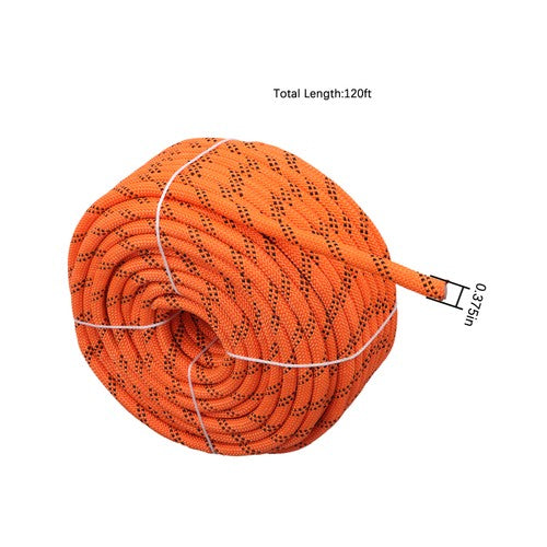 DURAFORCE 48 Stranded Braided Rope 3/8"×120' Orange Black Breaking Strength 3430 Pounds