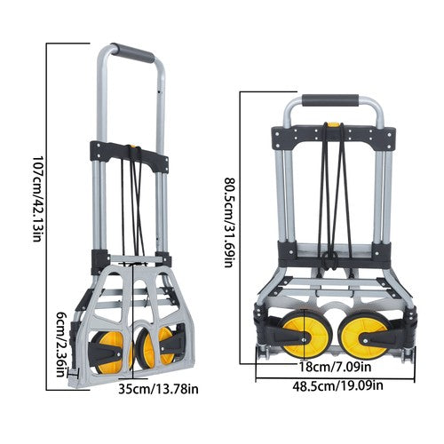 DURAFORCE 264Lb Capacity Alloy Steel Folding Trolley Heavy-Duty Luggage Trolley Cart