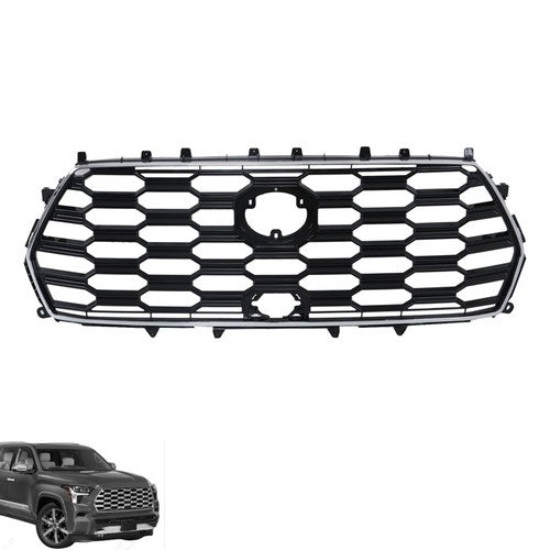 DURAFORCE For Toyota Sequoia 2023-2024 Durable Black Chrome Front Bumper Upper Grille
