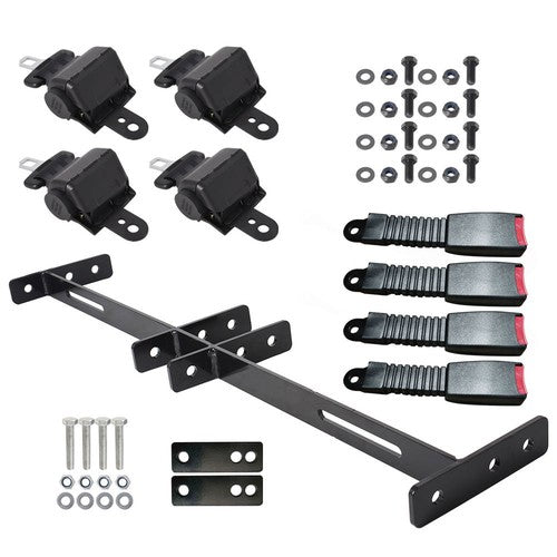 DURAFORCE New 4 Retractable Seat Belts and Bracket Kit For EZGO Yamaha Club Car Golf Cart