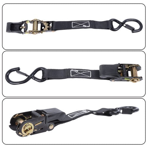 DURAFORCE 4 Pack Steel Ratchet Strap Black Fracture Strength 2200lbs 1in*15ft S Hooks