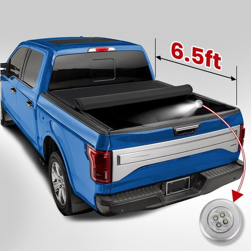 DURAFORCE 6.5FT Soft Roll Up Tonneau Cover Truck Bed w/Lamp For Ford F150 Heritage 97-04
