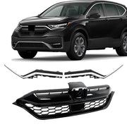 DURAFORCE For Honda CR-V 2020-2022 Plastic Front Bumper Grille w/ 2pcs Chrome Trim Strip