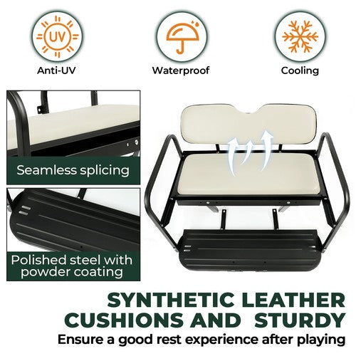 DURAFORCE Golf Cart Folding Rear Flip Seat for Yamaha Drive (G29) 2007-2016 Off White