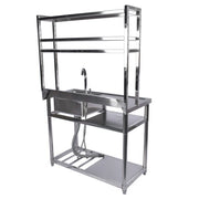 DURAFORCE 39.4in Stainless Steel Utility Sink Set Left Platform Commercial Sink w/ Shelves