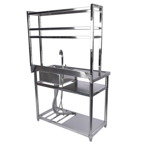 DURAFORCE 39.4in Stainless Steel Utility Sink Set Left Platform Commercial Sink w/ Shelves