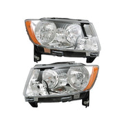 DURAFORCE Halogen Clear Pair Chrome For Jeep Grand Cherokee 11-13 Compass 11-17 Headlights