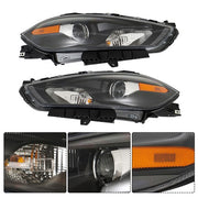DURAFORCE Fit For Dodge Dart 2013-2016 LH+RH Headlights Replacement Halogen Black Housing