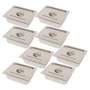 DURAFORCE Restaurant Steam Table Pans 8 Pack 1/2 Size 4 Inch Deep Thickened with Lid