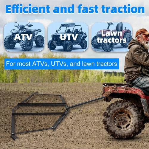 Tow Behind Drag Harrow For ATV UTV And Garden Lawn Tractor 72 Inch Width