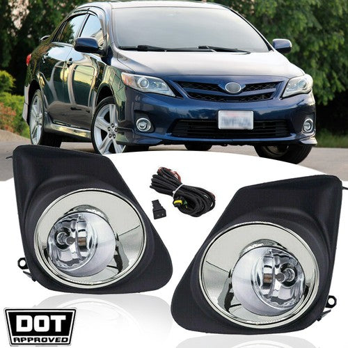 DURAFORCE Bumper Chrome Driving Fog Lights Lamps Pair for 2011-2013 for Toyota Corolla