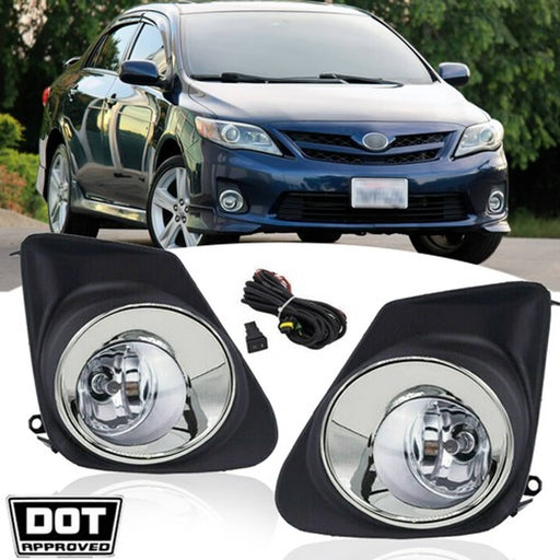 DURAFORCE Bumper Chrome Driving Fog Lights Lamps Pair for 2011-2013 for Toyota Corolla