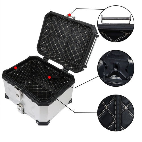 DURAFORCE Motorcycle Aluminum Trunk Rear Top Case Luggage Tour Tail Tool Box Lock 45L NEW