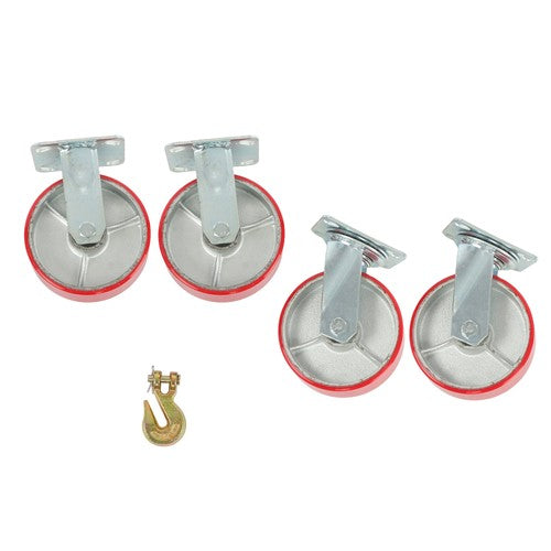 DURAFORCE 4 Pack Swivel Caster Wheels 6" × 2" Polyurethane 4800Lbs (2 Swivel & 2 Rigid)