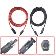 DURAFORCE 1Pair Solar Panel Extension Cable Wire Connector 12AWG 10ft Black + Red