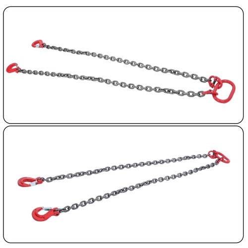 DURAFORCE Double Legs Lifting Chain Sling 3/8"x 5' w/ Grab Hook 4Ton/8800lbs Capacity G80