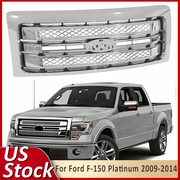 DURAFORCE Front Bumper Upper Grille Chrome For 2009-2014 Ford F150 F-150 Platinum Style