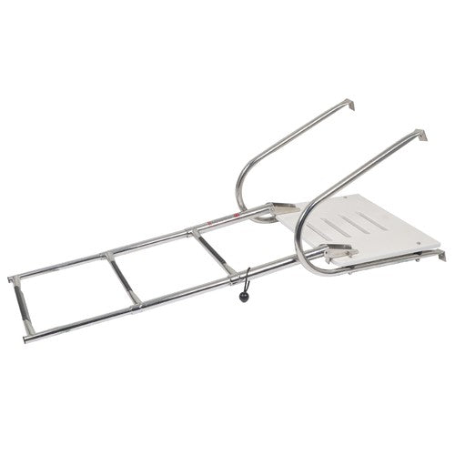 DURAFORCE USA 3-step Stainless Steel Ship Ladder With Platform Marine With Telescoping